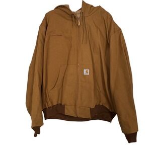 Carhartt Mens 2XL Brown Full Zip Hooded Workwear Jacket Embroidered Edward Jones